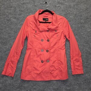 Hurley Jacket Womens Small Double Breasted Trench Coat Lightweight Button Front